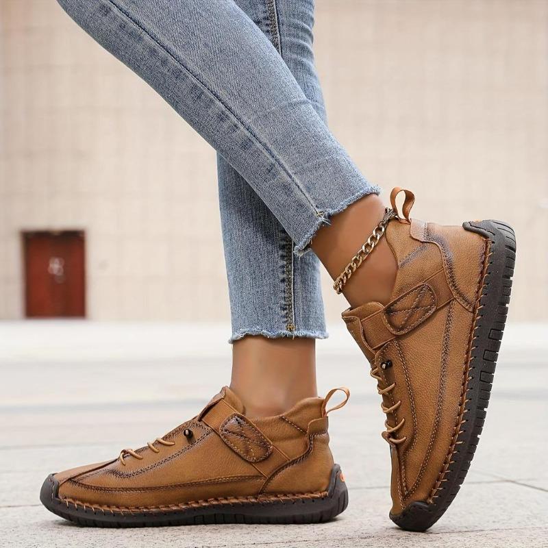 Pantofi de lucru slip-on vintage britanici, lucrați manual, cu curea de gleznă și talpă de cauciuc antiderapantă