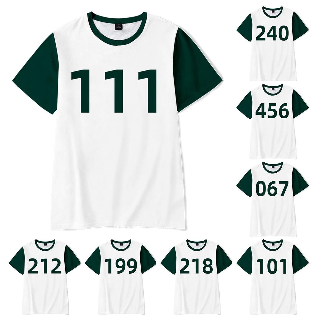 Infant Baby Kids Short Sleeve Round Neck Squid Game Print Sportswear T Shirt Top купить недорого