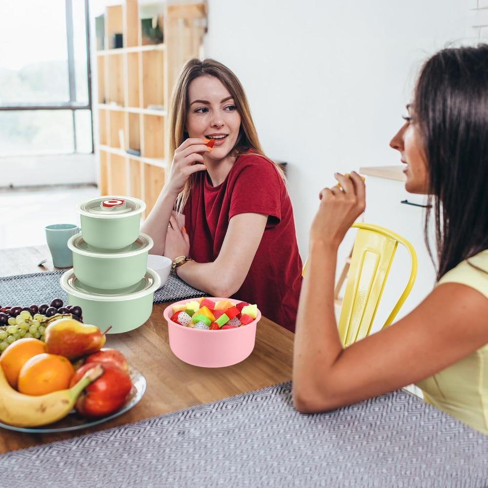 Lidded Plastic Lunch Box Fruit & Snack Storage Container Stackable Food Container Support Microwave Home Food Preservation Box