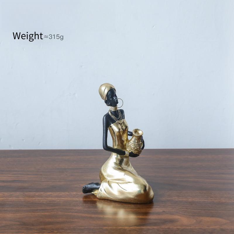 Hot Selling Retro African Figures Black Women's Ornaments Home Decor Fashionable and Classic Living Room Resin Crafts