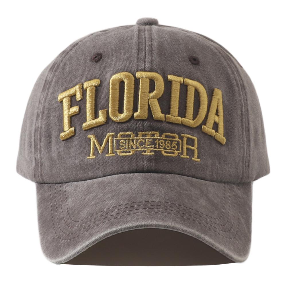 

Fashion Florida Embroidery Baseball Caps Outdoor Casual Sun Hats Hip Hop Hat Sports Golf Caps Washed Snapback Hats for Women Men Adjustable коричневый