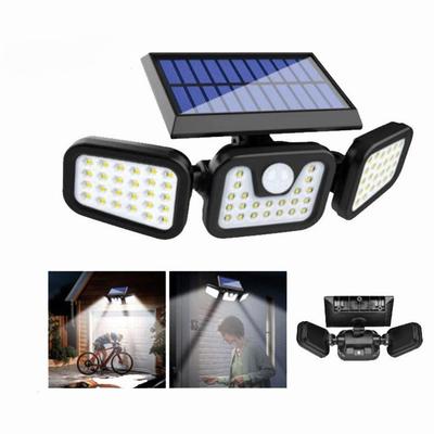 Solar Induction 138LED Three Head Rotatable Wall Lamp Outdoor Light Control Waterproof Road Lighting Courtyard Street Lamp
