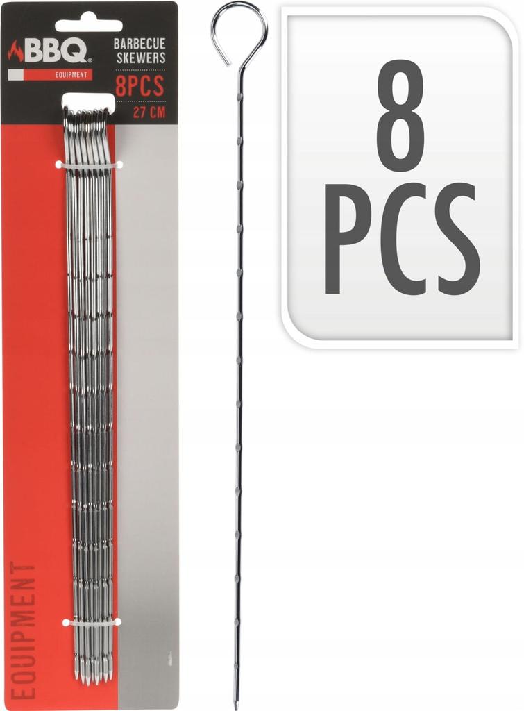 Steel Skewers for Grilling Kebabs 27cm 8 Pcs