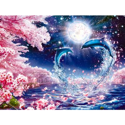 Full 5D Diy Diamond Painting Dolphin Love Embroidery Cross Stitch Home Decor Handmade Gift