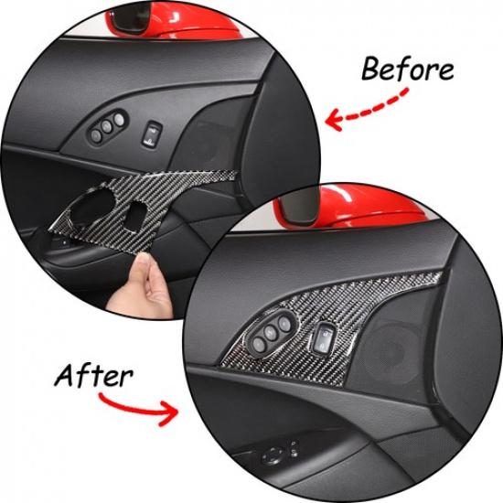 Carbon Fiber Interior Door Lock Panel Trim Sticker For Corvette C6 2005-2013