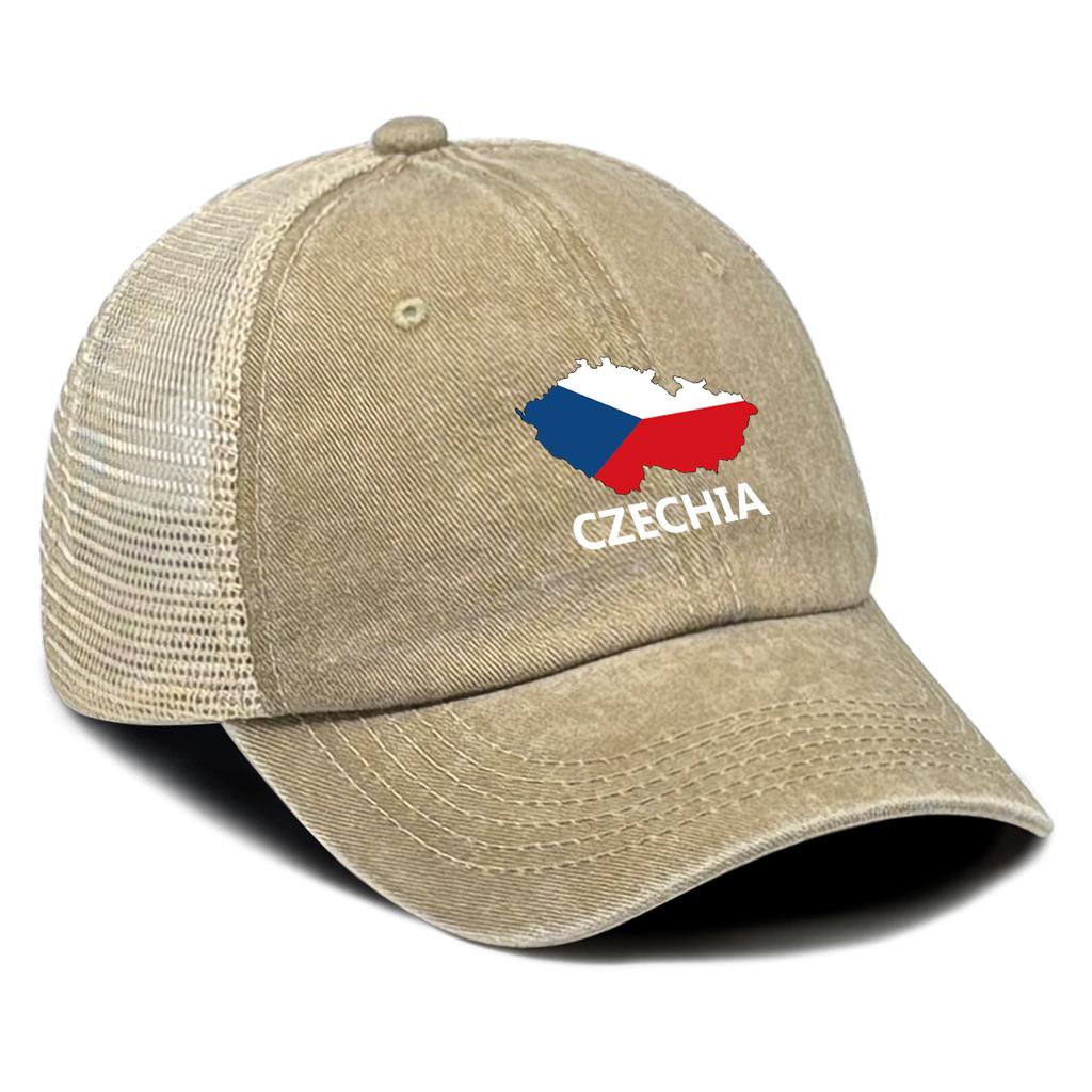 Verstellbare Netzmütze Sonnenhut Tschechien Karte Flaggen Kappen Für Frau Retro Stilvoll Snapback Truckerhut Ideale Wahl Für Street Wear