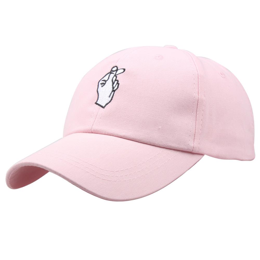Ulzzang Heart Hand Gesture Baseball Cap With Cotton Brim For Summer And Casual Wear