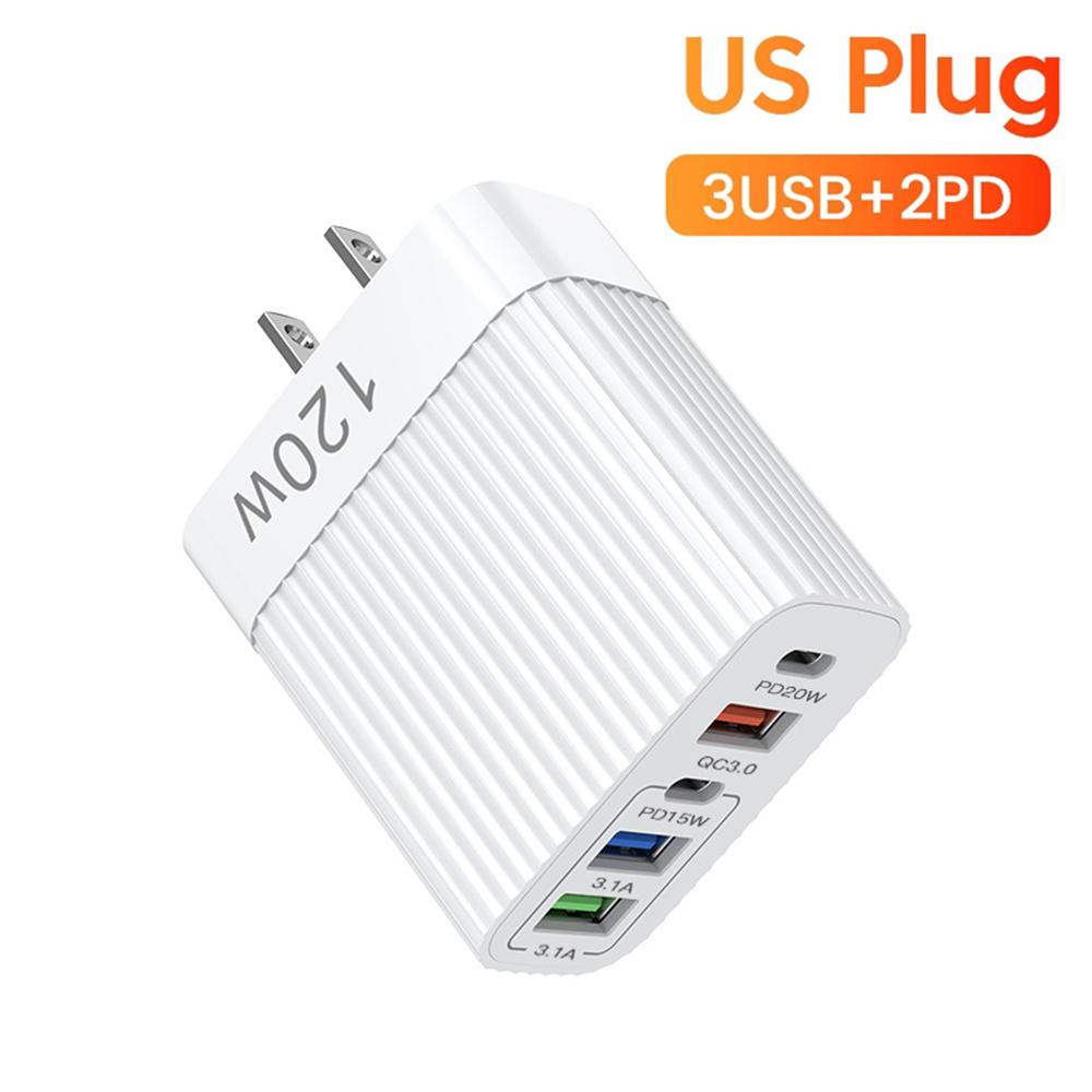 5 Ports USB Charger Fast Charging PD Type C Wall Charger for IPhone 16 15 Samsung Xiaomi Huawei USB C Phone Charger Power Adapter