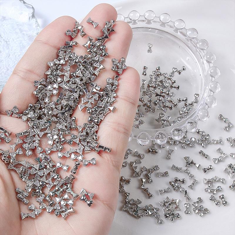 Luxurious Mini Zircon Bow Nail Art Jewelry – Exquisite French Design