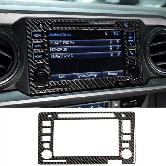Soft Carbon Fiber GPS Navigation Screen Panel Trim Fits Toyota Tacoma 2016-21