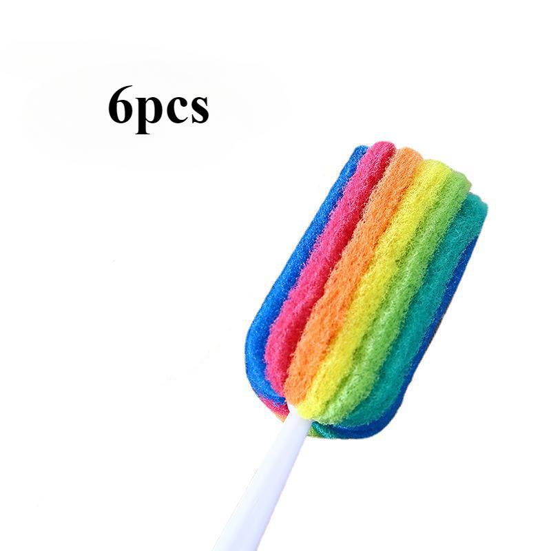 Rainbow Sponge Baby Bottle Pacifier Brush Wash Water Cup Container Sponge Cleaning Brush Scrubber with Handle Cleaning Utensils