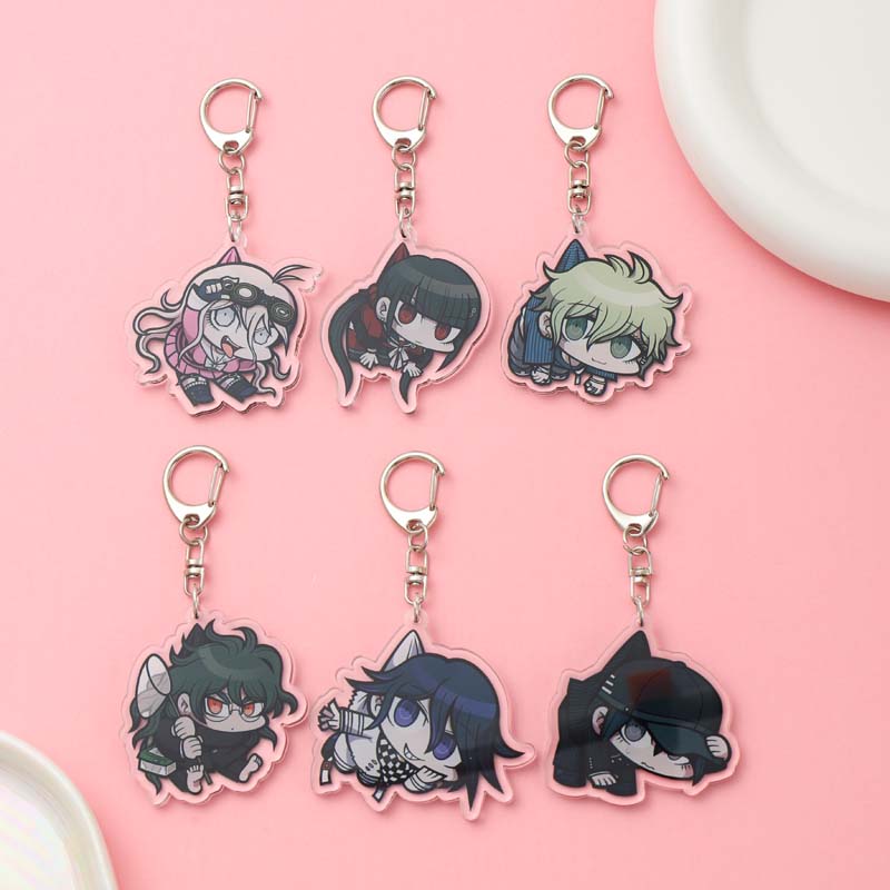 1/19Pcs Game Cartoon Danganronpa Acrylic Keychain Cute Backpack Pendant Funny Bag Charms Accessories Decoration Holiday Gifts
