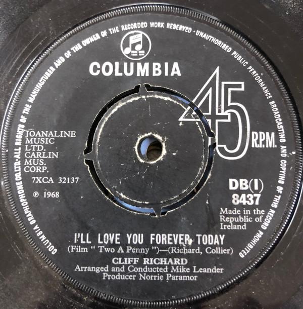 7-дюймовая пластинка CLIFF RICHARD Ill Love You Forever Today DB8437 COLUMBIA 1968 UK Rock Б/у