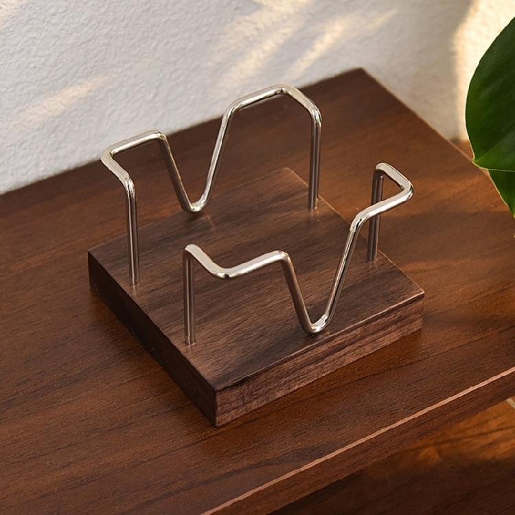 Notizständer aus Eisendraht mit Holzsockel Notizaufbewahrungsbox Memo-Blockbox Notizzettelbox für Schreibtischorganisation 94x94mm