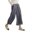2026 New Women's Linen Cotton Wide Leg Pants, Elastic Waist Cropped Culottes for Spring Summer Casual Wear