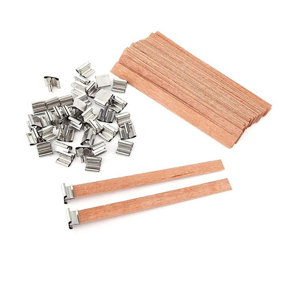 20pcs/40pcs/60pcs- Wooden Candle Wicks,Natural Candle Cores Cross,Soy Wax Wooden Candle Wick Core,with Metal Base For Candle