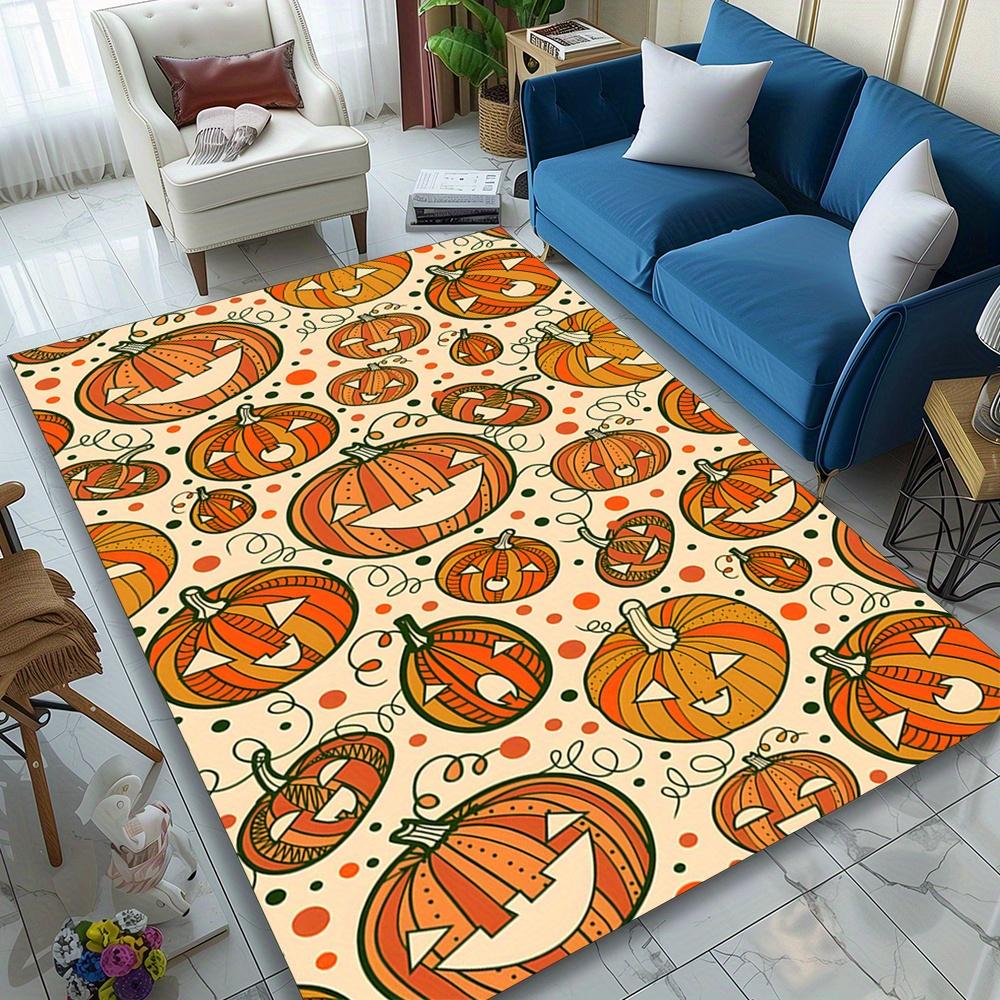 1pc Halloween Pumpkin Design Area Rug - Polyester 3D Printed Carpet, Durable  Crystal Velvet, Large Size, Versati