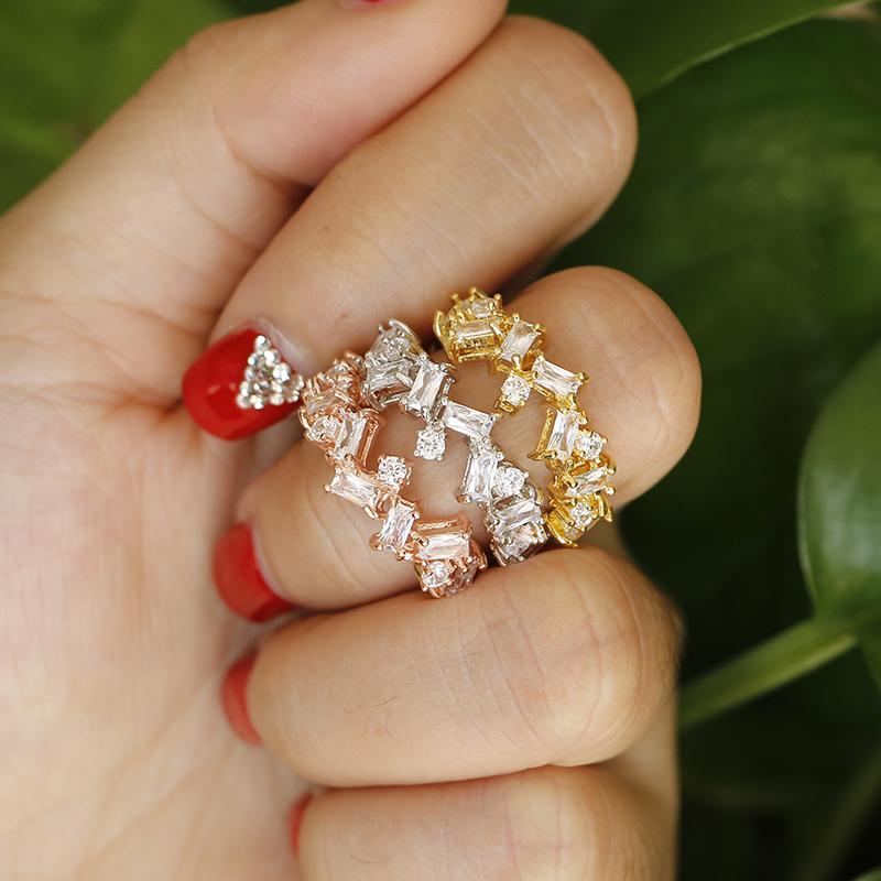 ZAKOL Classic Geometric AAA Cubic Zirconia Adjustable Open Rings Shiny Crystal CZ Engagement Wedding Ring Accessories
