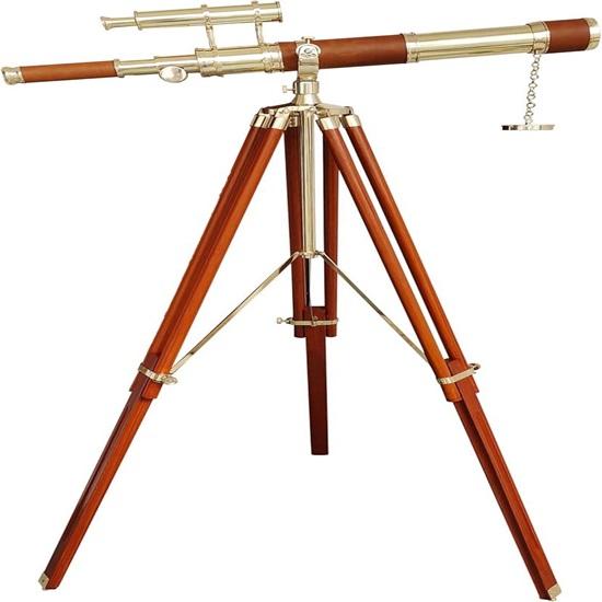 Brass Telescope On Adjustable Tripod Nautical Decor