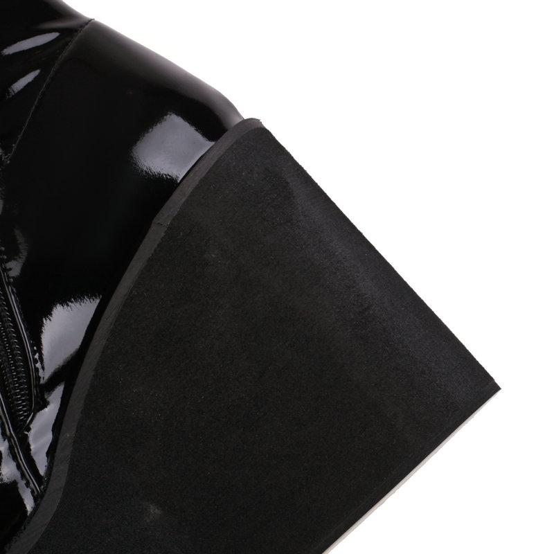 Foam Light-weight Sole Platform Wedges High Heels Girls Shoes Gloss Patent PU Leather Red White Ankle Stretch Booties Gothic Women Black Boots
