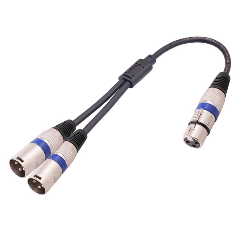 Audio Cable 3Pin XLR Female To Dual- XLR Male Y Splitter Nickel Plated Connectors With Metal Serviceable Ends 0.5M
