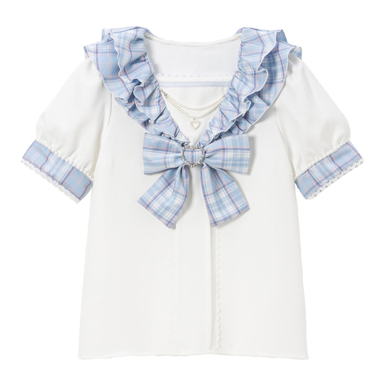 

Дорогая моя любовь Классическая блузка с оборками в морском синем цвете в клетку для женщин, двухслойная,