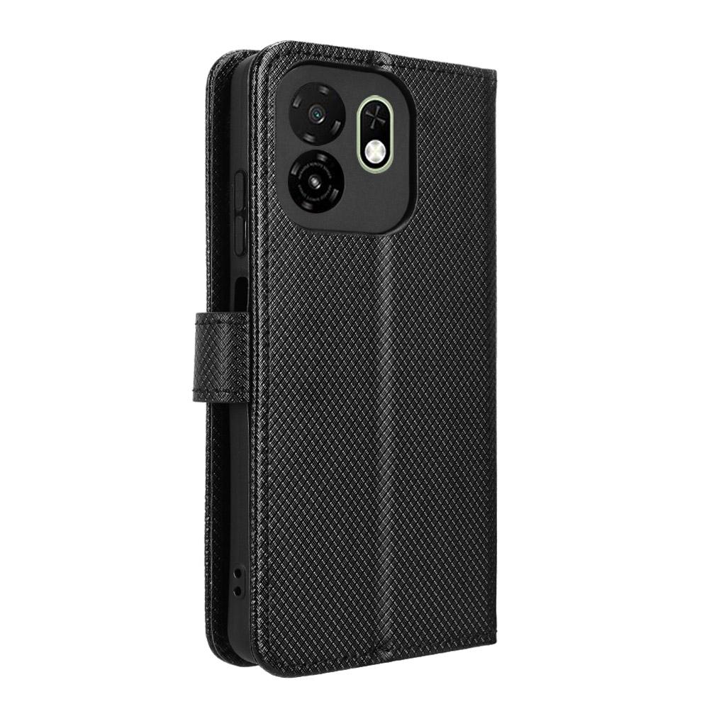 For itel A100C 4G Leather Wallet Case with Strap Diamond Texture Phone Cover