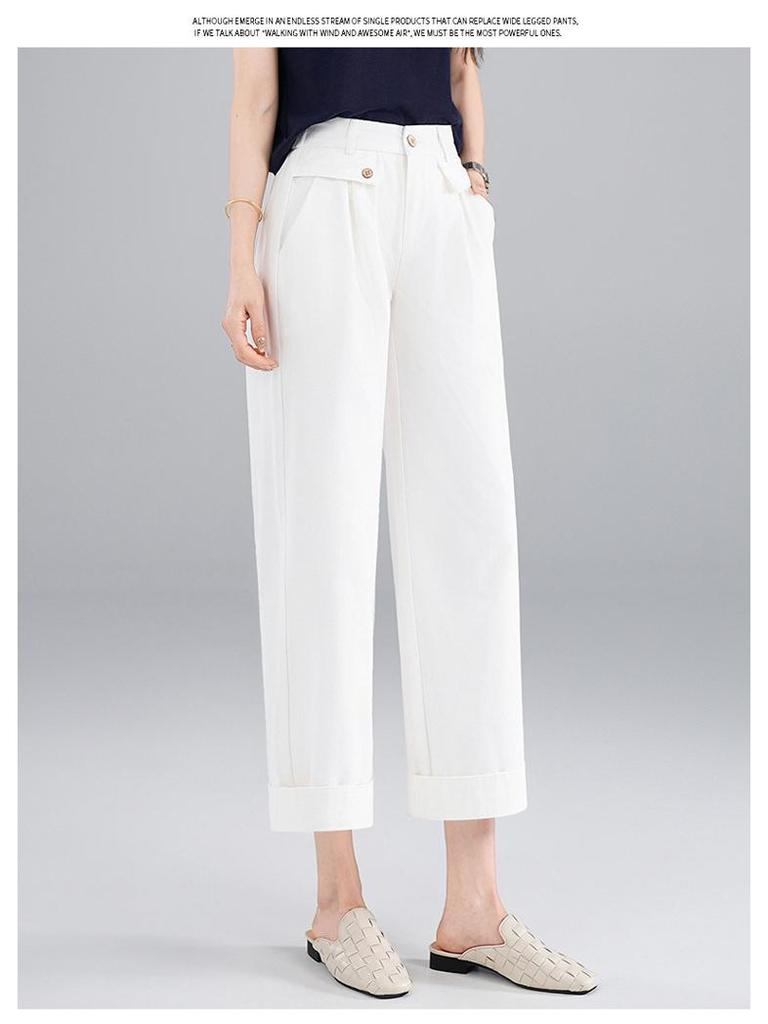 High-Waist Slimming Pleated Pants, Nine-Tenths Length, Spring/Summer 2026 Fashion, Yamamoto Fuyun Design, Thin and Stylish for Commuting.