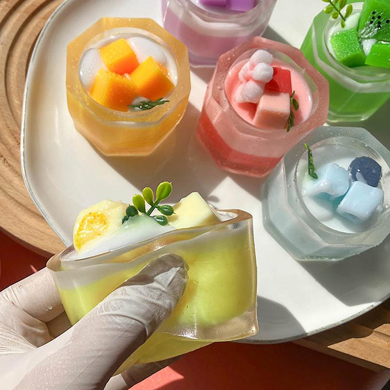 1 Piece Imitation Dessert Wet Toy Kawaii Strawberry Milk Shake Cake Beverage Milk Tea Cup Soft Tpr Kids Toy Girl Gift