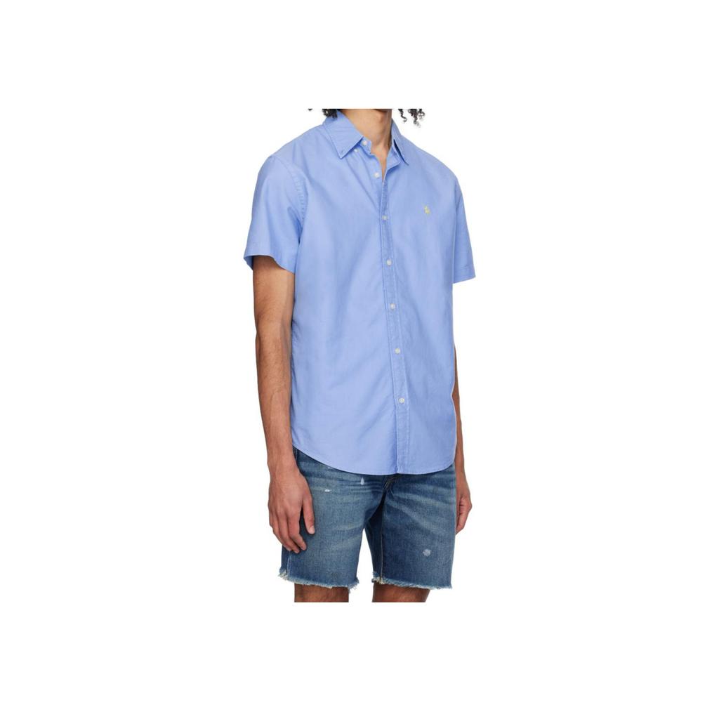 Polo Ralph Lauren Solid Color Polo Collar Logo Button Short Sleeve Shirt Men shirts Blue 710816449-018