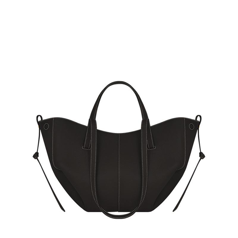 Genuine Polene Women's Large Cowhide Tote with Pleated Design – Shoulder and Underarm Fashion Bag.