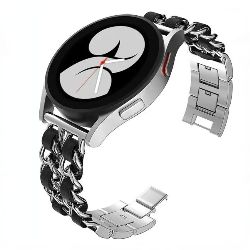 

22mm 20mm Leather+Metal Strap for Samsung Galaxy Watch 7 6 5 4 40mm 44mm Replaceable Bracelet for Huawei Watch GT6/5/4 46mm Band Width Strap 20mm