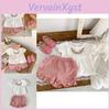 Summer 2023 Girls Embroidered Bubble Sleeve Button Up Top And Ruffled Shorts Set For Ages 1 To 3