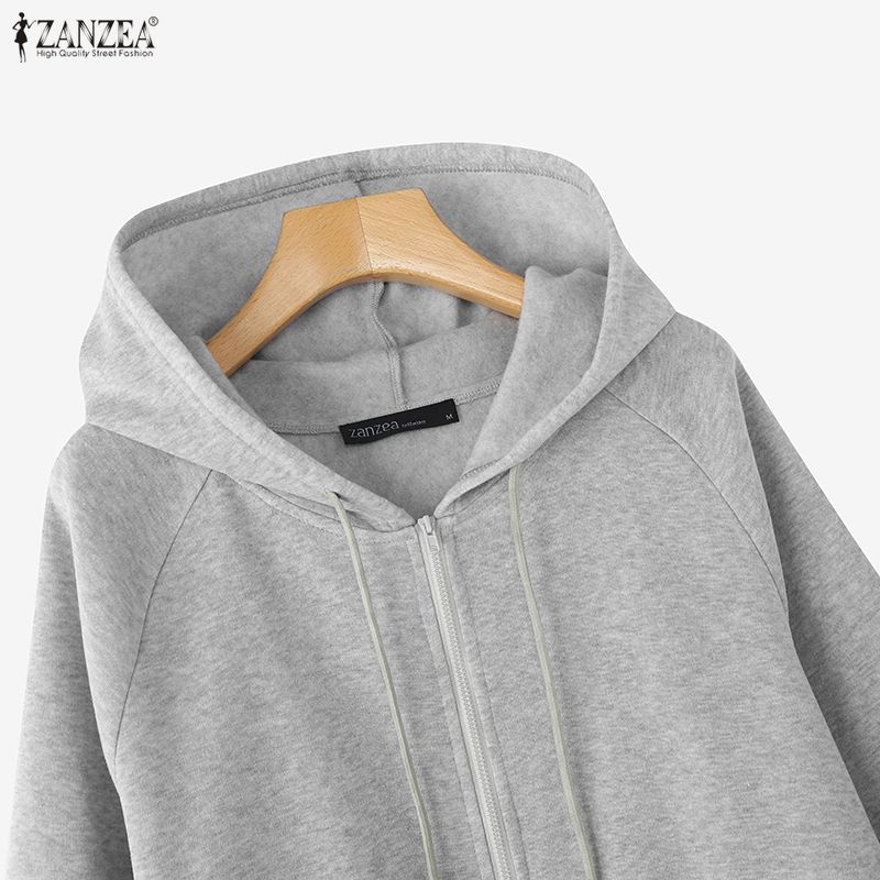 ZANZEA Damen Kapuzenpullover Lässig Langarm Herbst Kapuzen-Sweatshirts