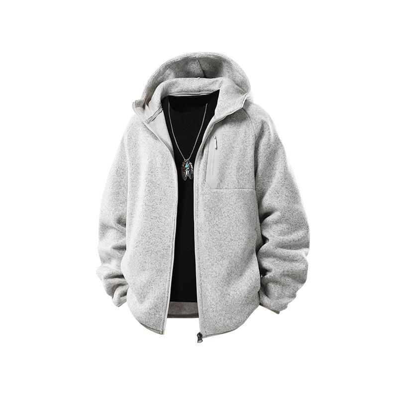 Men's Winter Fleece-Lined Hooded Sweatshirt Jacket