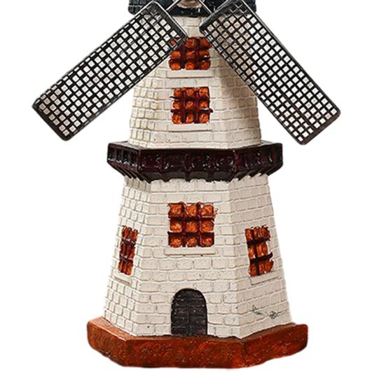 Colorful Windmill Display Dutch Ornaments, Mini Vintage Holland Statue, Resin Artwork, Ornament Classic Model, Rustic Desktop for Home Office