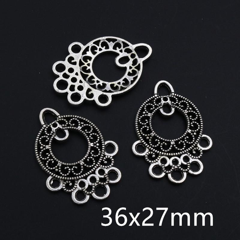 10pcs Antique Silver Plated Vintage Boho Style Connector Charms Pendant DIY Jewelry Making Accessories for Bracelet Necklace