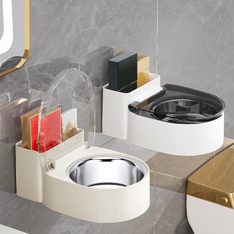 1Pc Ashtray Free Wall Fun Quirky Ashtray Wall-Mounted Ashtray Creative Toilet Ashtray Home Bathroom Storage