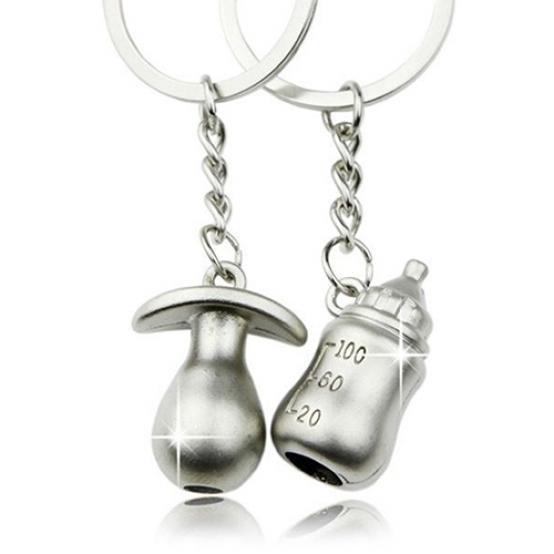 Baby Feeding BOTTLE Metal KEY CHAIN Ring Keychain NEW