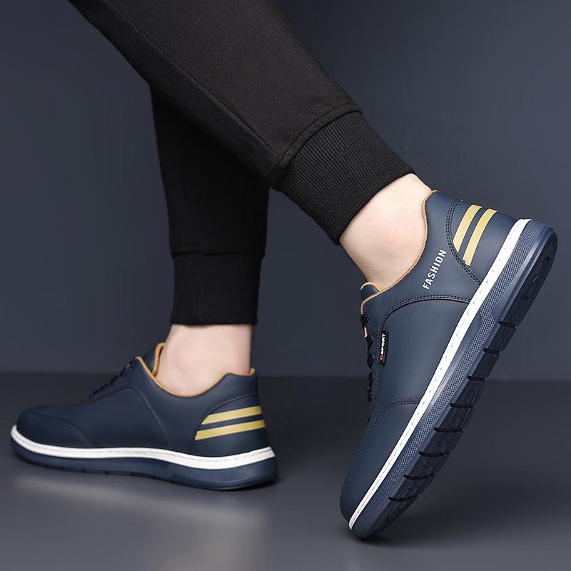 Fashion New Fashionable Solid-Color Men's Lace - Up Casual Shoes Outdoor Anti - Slip Flat Shoe Lightweight and Comfortable Walking Shoes