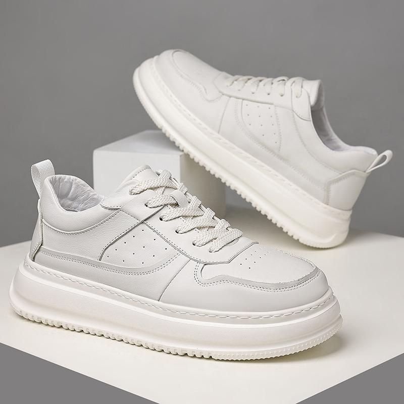 The First Layer of Cowhide Spring New Men's Casual Shoes Leather Breathable Foam Platform Men's Fashion White Shoes Men's Shoes