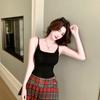 #Summer new Spice Girl style sequined splicing sling vest slim and thin women's fixed chest pad top