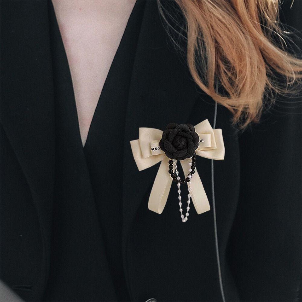 Scarf Decorative Camellia Brooch Bowknot Sweater Pin Luxury Flower Brooch  Clothes Accessories