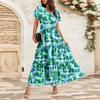 Dámské splývavé šaty Dámské letní šaty Ležérní maxi šaty s krátkým rukávem Formální maxi šaty