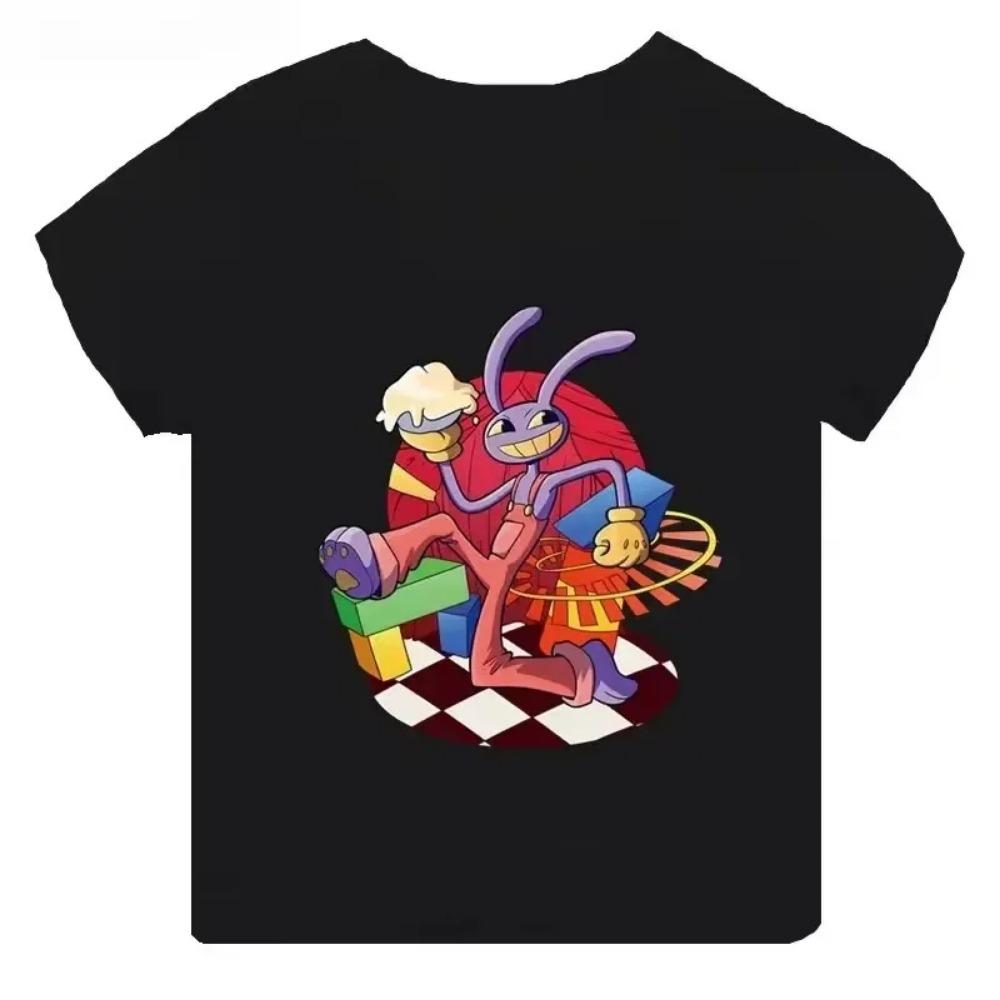 Letní dětská trička The Amazing Digital Circus Krátký rukáv Chlapec Dívka Kreslená Pomni Dětský top Ležérní dětské oblečení Trička