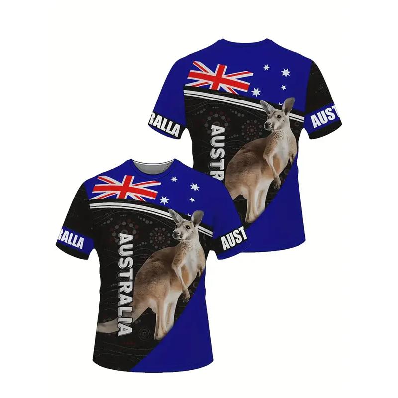 Australia National Flag T-shirt For Men's Clothing 3d Printed Landmark Building T Shirts Kangaroo Koala Animal O-neck Tees Tops