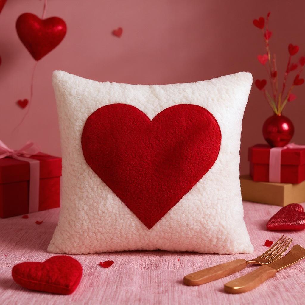 Romantic Embroidered Couples Pillowcase Set Red White Design 45x45cm Throw Cushion Cover for Bedroom Decor Valentines Gift