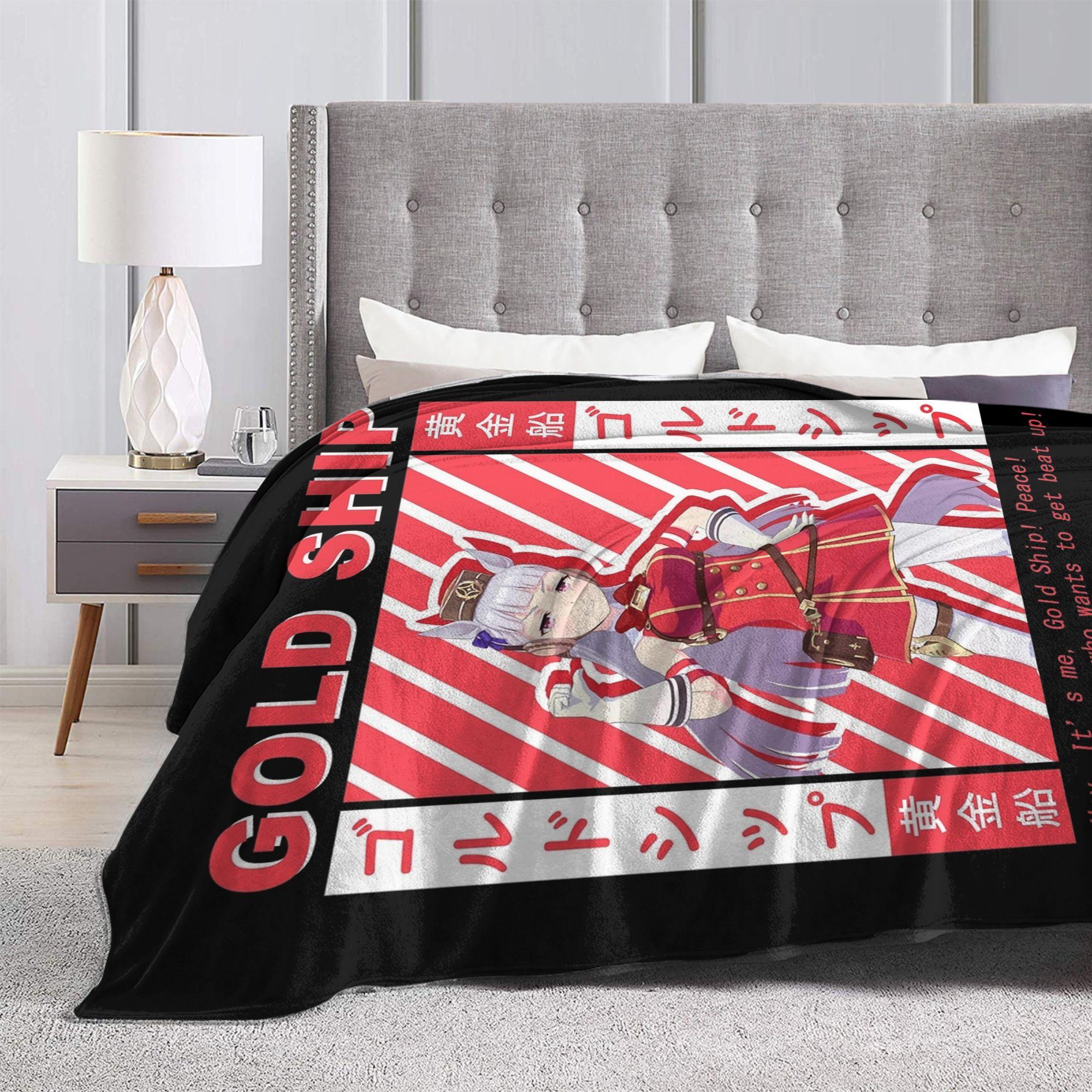 Uma Musume Gold Ship Blanket Flannel  Winter  Portable Soft Throw Blanket for Home Outdoor Bedspread 100cmx150cm