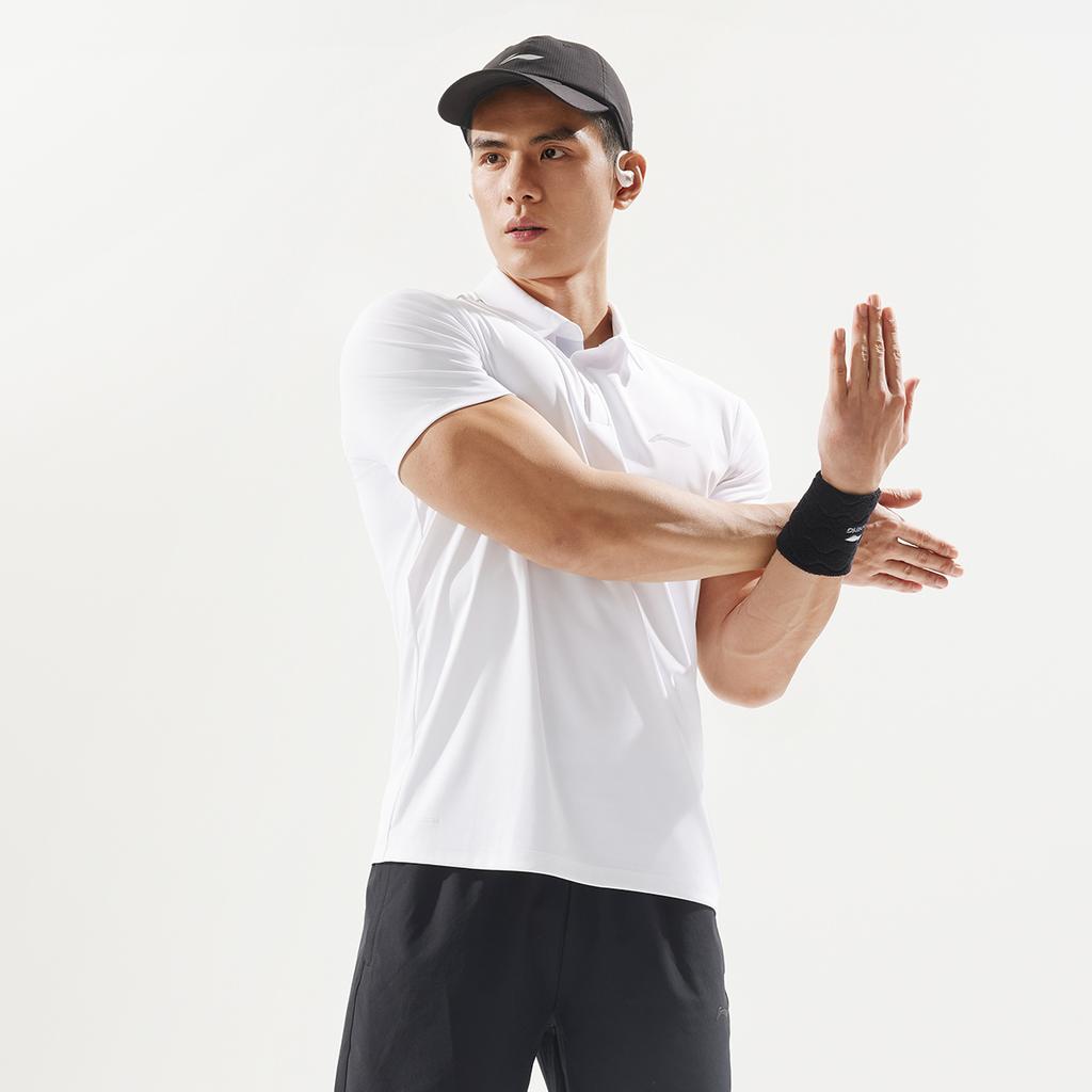 Li-Ning Semplice Tinta Unita Comodo Traspirante Versatile Casual Polo a Maniche Corte Uomo top Bianco APLV047-10