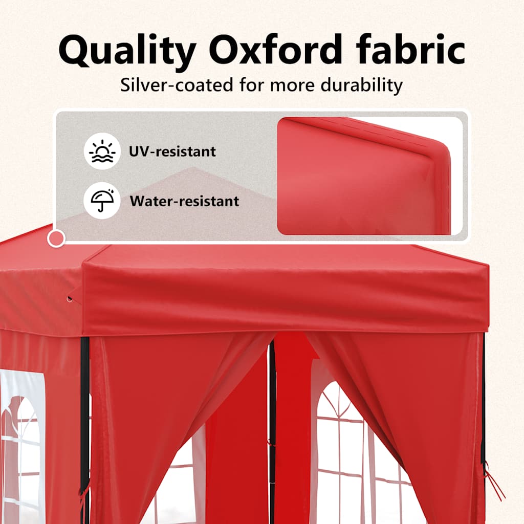 Foldable Party Tent with Side Walls Red 2x2 m